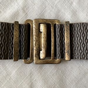 Suzi Roher Quilted stretch leather belt with brass clasp